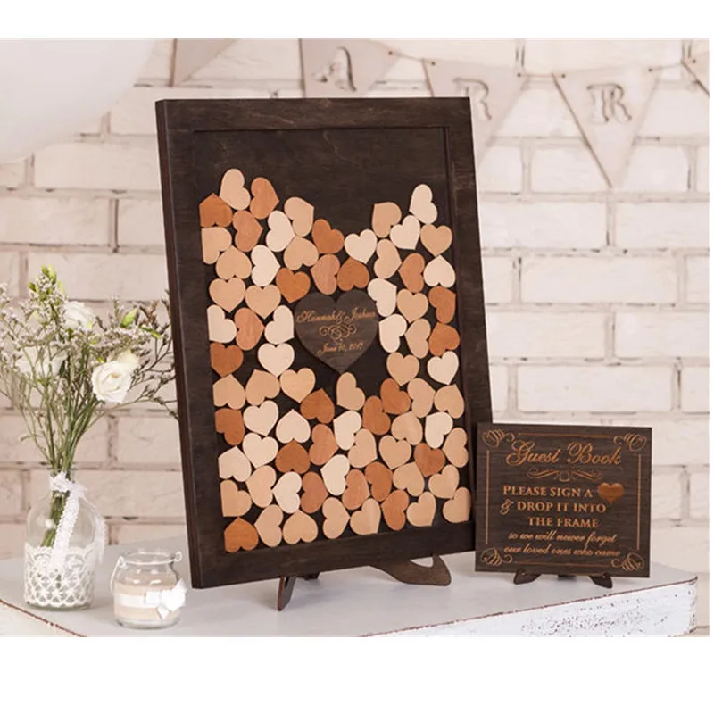 Деревенская книга для гостей в форме сердца альтернативная деревянная Гостевая