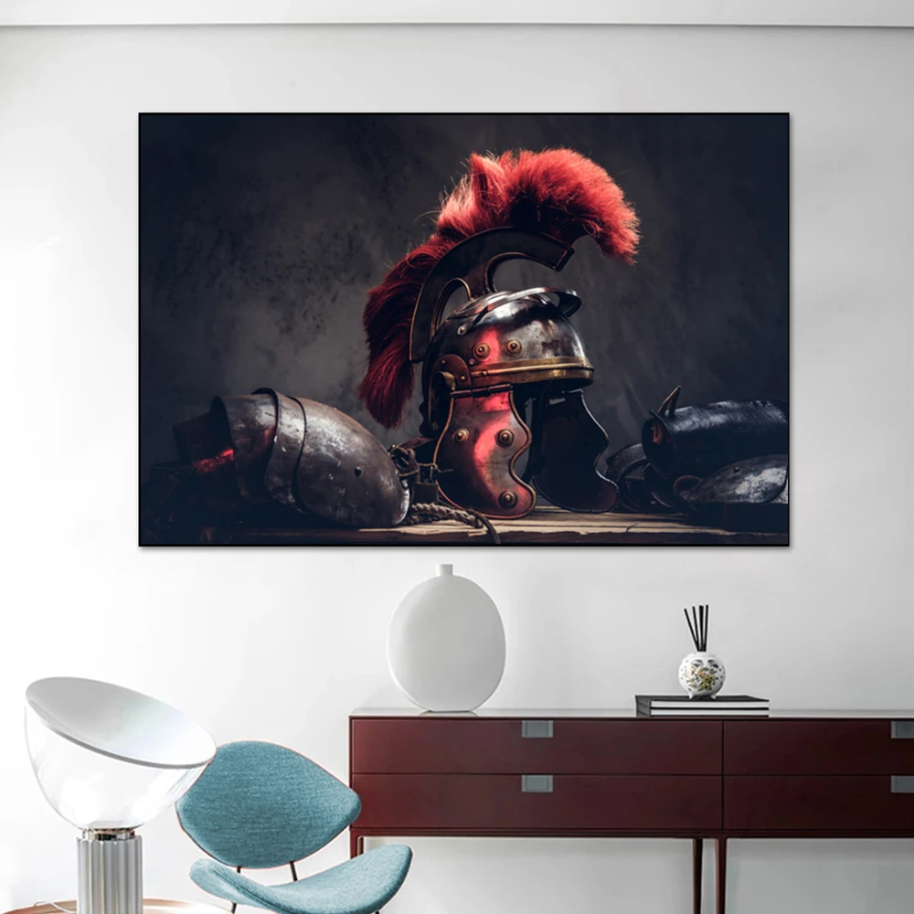 

Spartan Warrior Helmet Vintage Canvas Print Painting Wall Art Nordic Posters And Prints Picture For Living Room Home Decoration