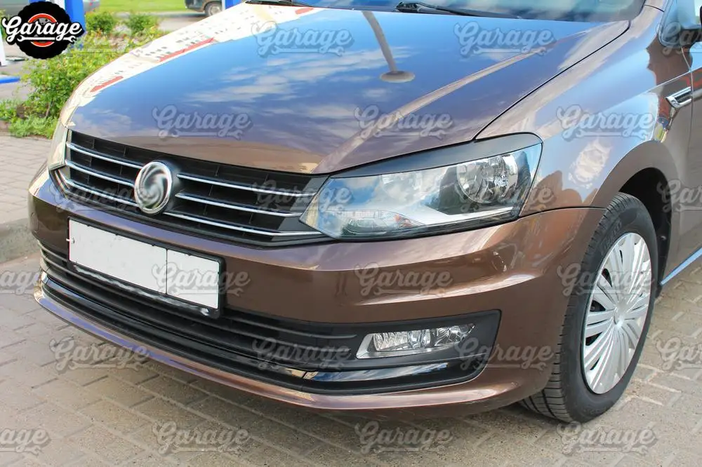 Чехол для передних фар Volkswagen Polo Sedan 2015-2019 пластиковые накладки из АБС-пластика на