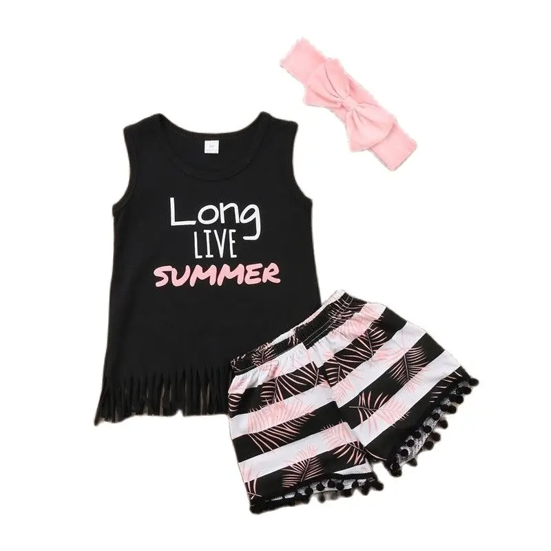 От 1 до 6 лет для детей маленьких девочек Летние комплекты из 3 предметов Да