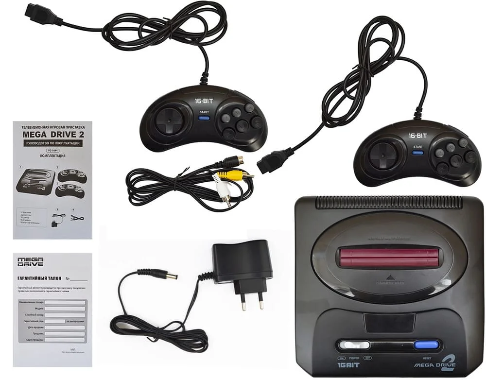 Игровая приставка ретро 16 бит 368 встроенных игр Sega Mega Drive 2 детская взрослая