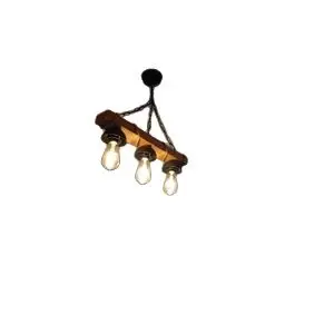 

Retro Light Wooden Rope 3 Piece Rustic Chandelier Bulbs Not Included