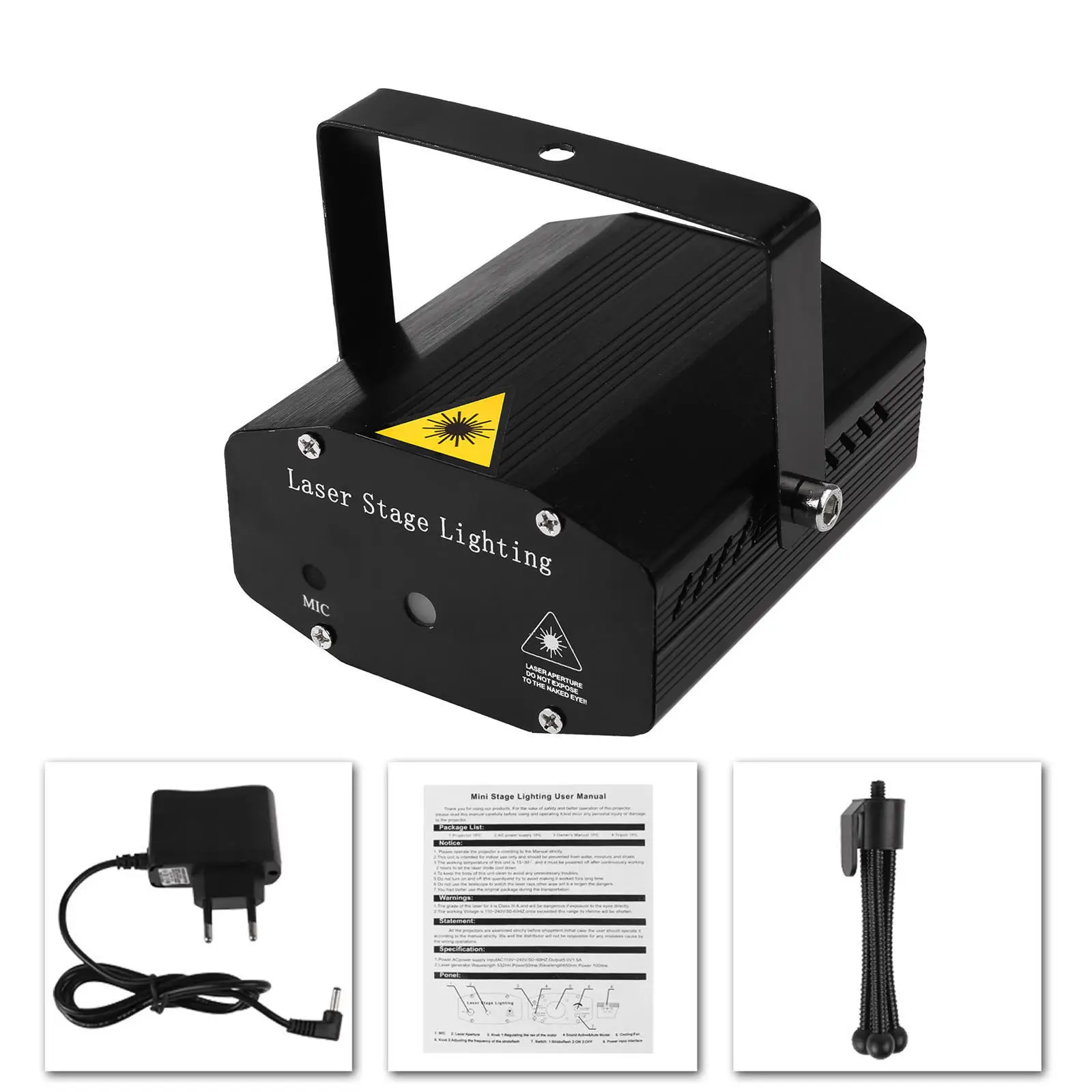 Мини проектор лазерный Mini Laser Stage Lighting чёрный |