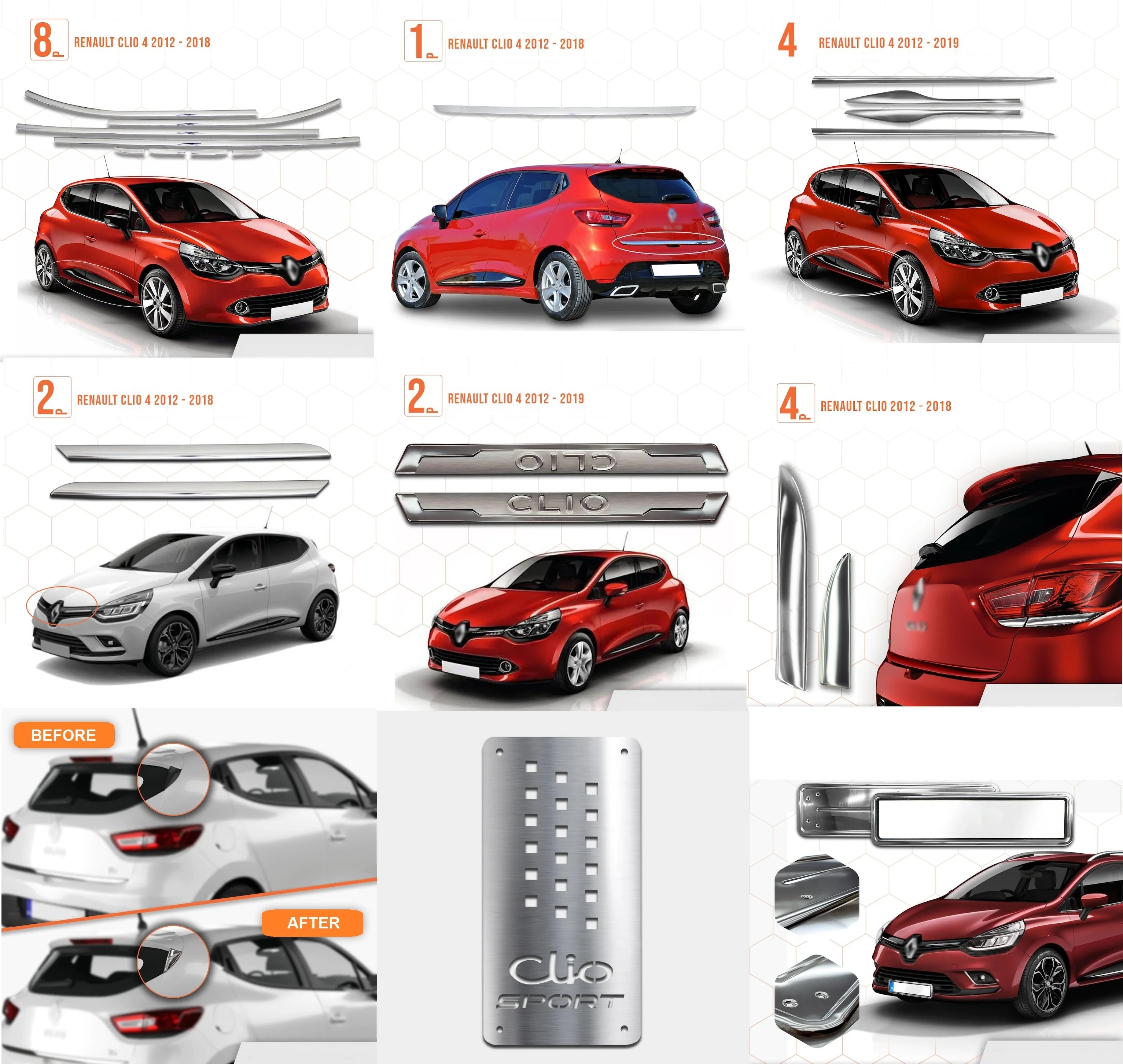 Хромированные аксессуары для Renault Clio 4 IV 2012-2018 отражатель выхлопных газов рамка