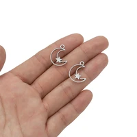 10pcs 19x15mm antique silver color hollow moon stars charms pendant for jewelry making diy earring necklace jewelry findings