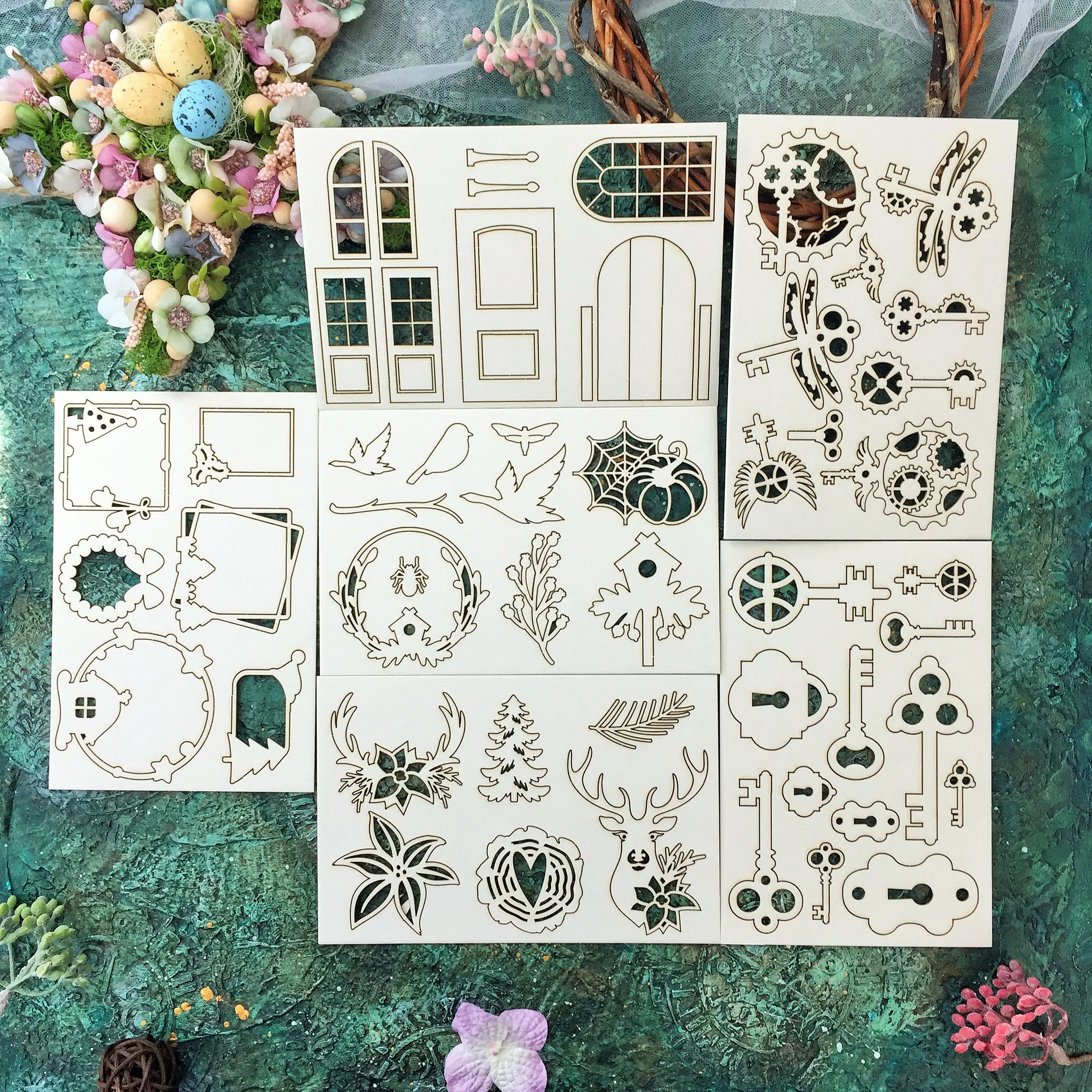 Chipboard for scrapbooking mix (lot) of cardboard 53 PCs-decoration on different themes |