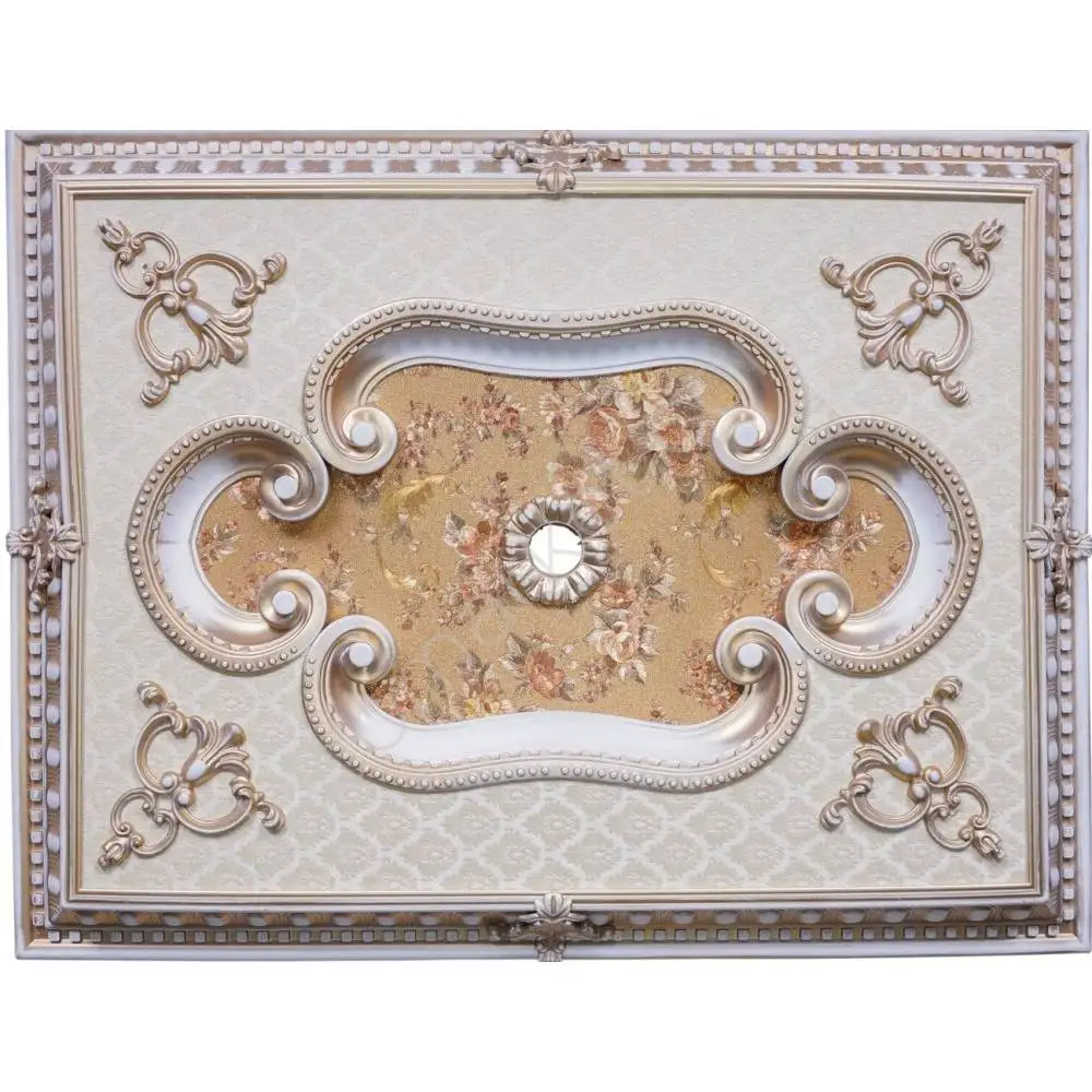

DECOGOLD Decorative Rectangle Design Bronze Colored Flower Pattern Ceiling Medallion 60x90cm