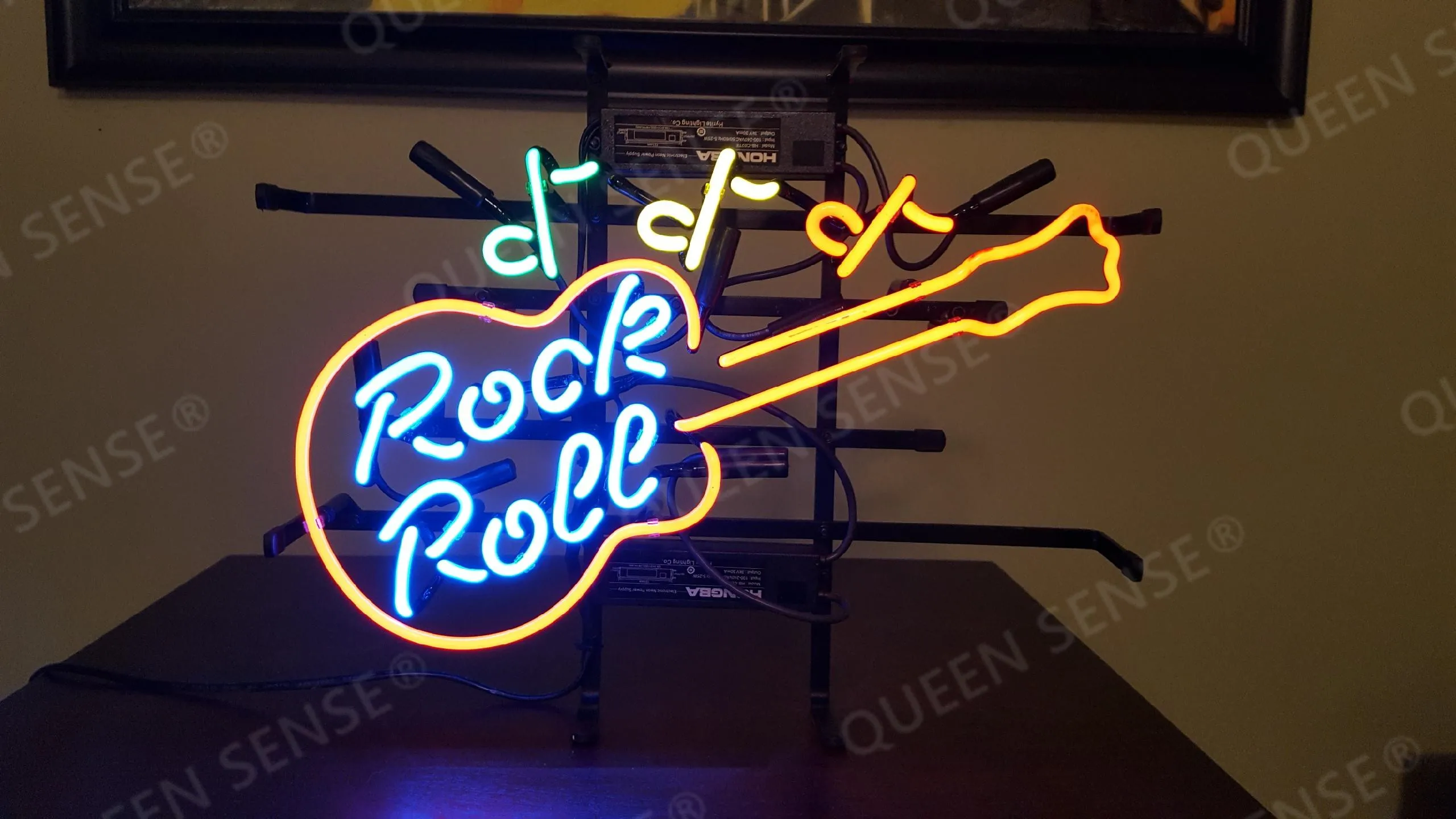 19 &quotx15&quot рок-н-ролл гитара и ноты Джаз неоновый светильник Лампа неоновая