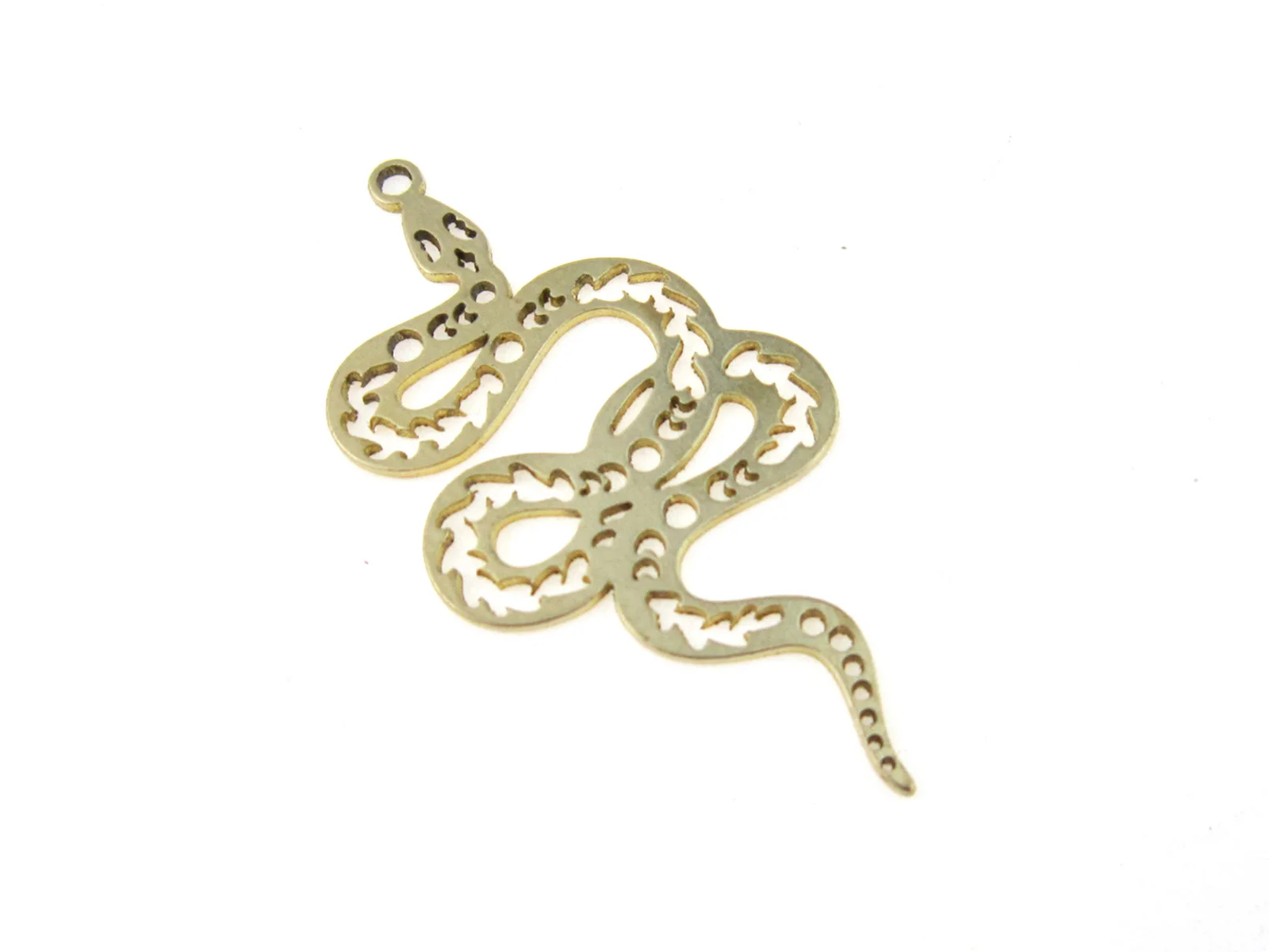 Brass snake charm Earring findings 39x20mm Brass moon phase olive branch Necklace pendant -6pcs R1539