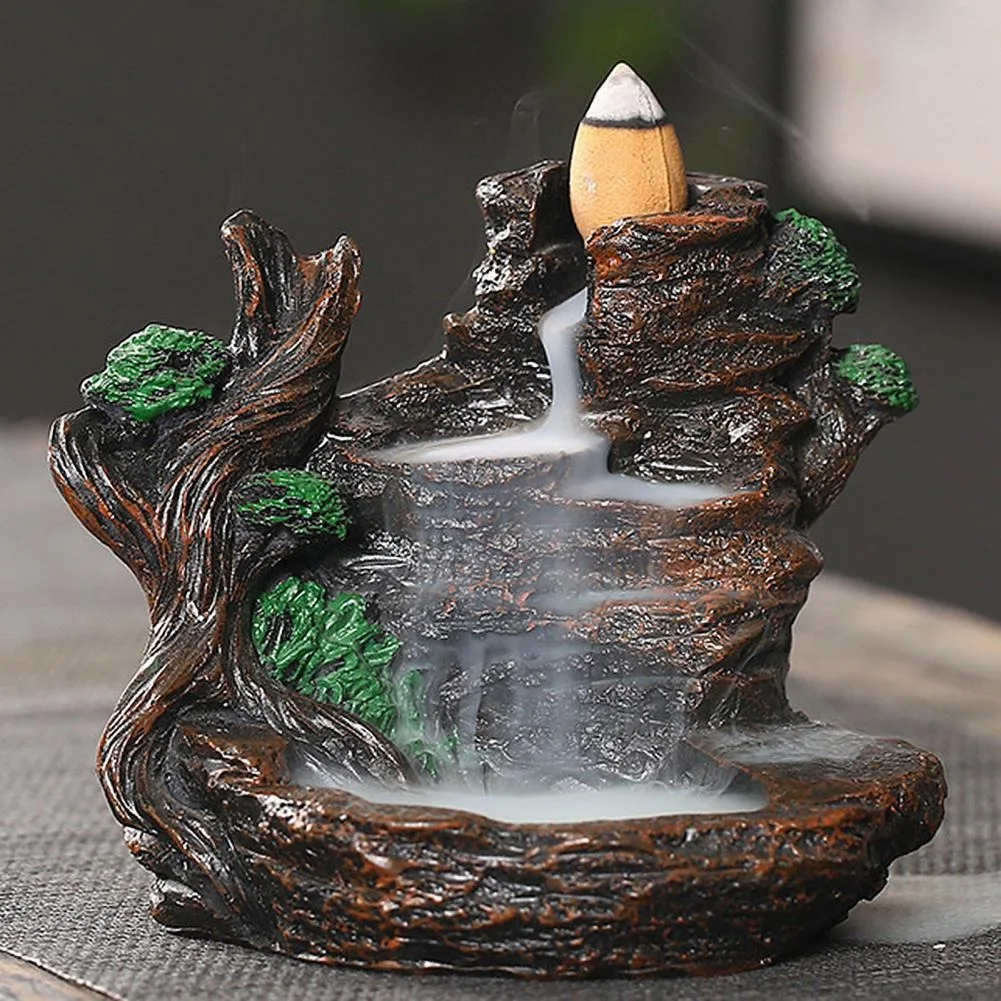 

Zen Buddha Hand Incense Burners Backflow Incense Burner Holder Lotus Home Decor Joss Stick Aroma Tower Censer With 10PCS Cones