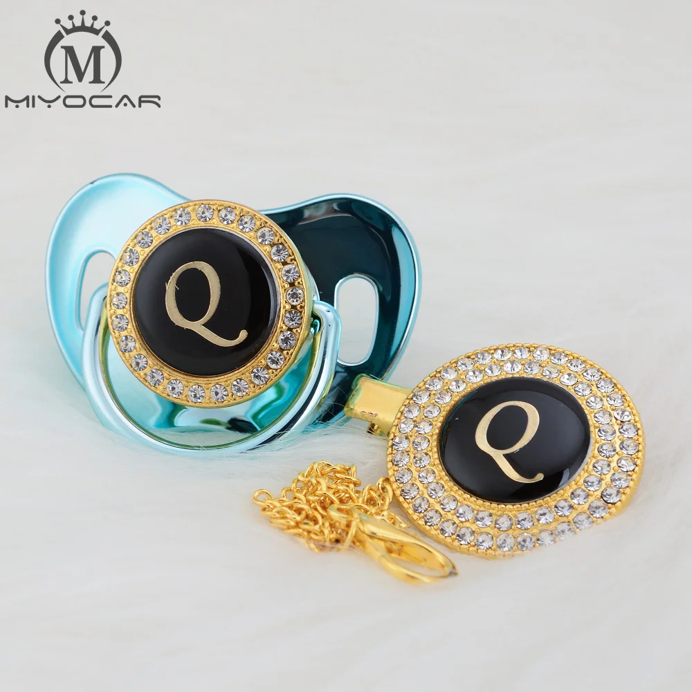 Миокар имя инициала Буква Q элегантная Серебряная соска и зажим без бисфенола А