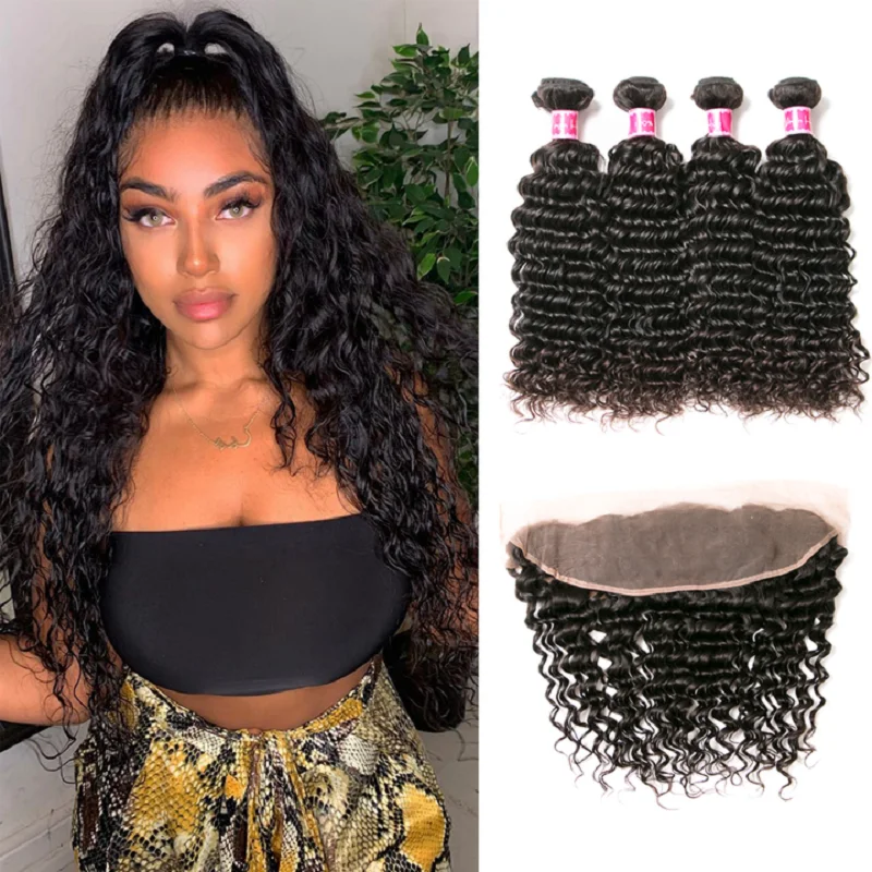 

Hairmoda 11ARemy Hair Malaysia LooseDeep Wave Human Hair Bundles With Closure Frontal 13X4 3Pcs/Lot Natural Human Hair Extension