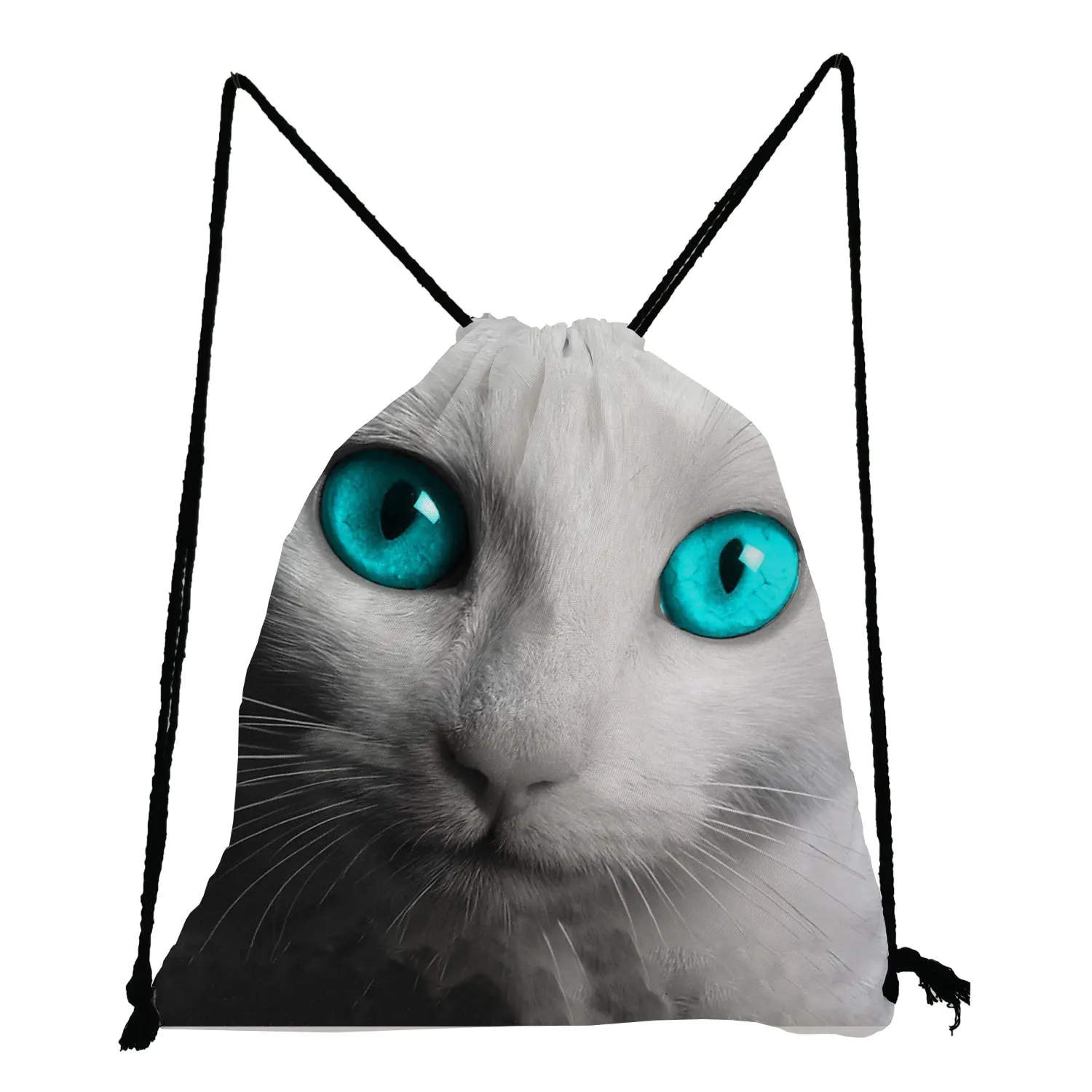 

Cat Printed Portable Drawstring Bags New Hot Sale Female Backpacks Foldable Storage Bag for Children Custom Pattern Softback Bag