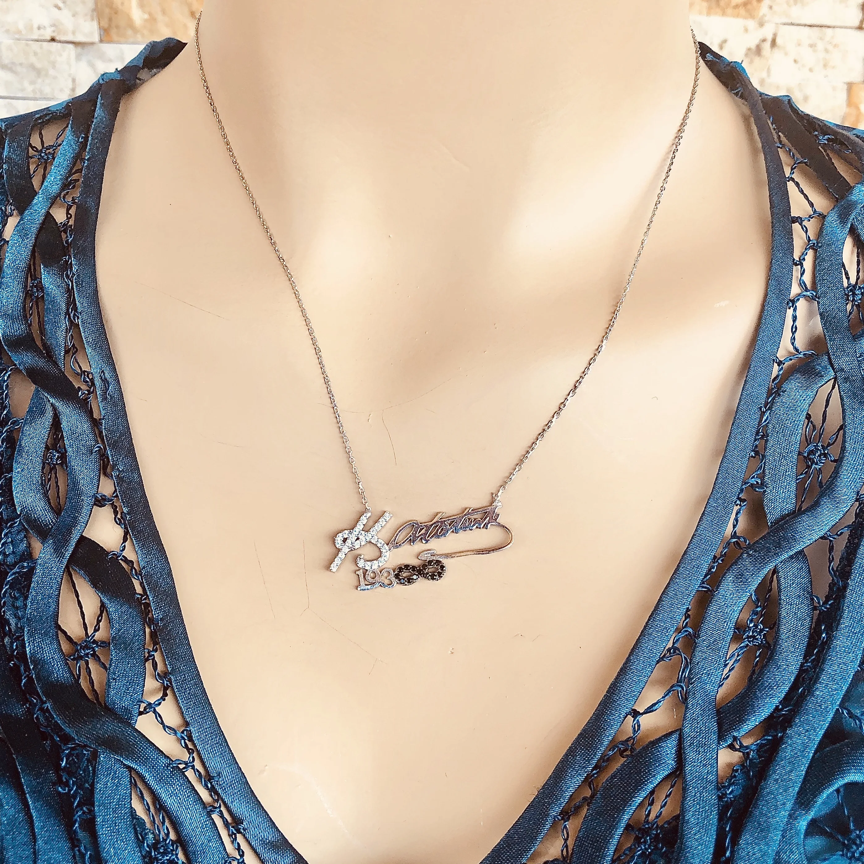 

K. Ataturk Star Strip Simple Stylish 925 Sterling Silver Necklace Women Girls Gift Jewelry Accessories Fashion Elegant Chain