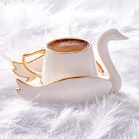 swan coffee cup set for 2 persons porcelain espresso turkish coffee stylish cups and saucers ceramic creative mugs european