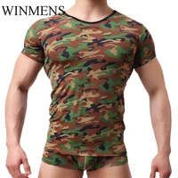 mens t shirts camouflage short sleeves moisture breathable round neck man slim fit military tops
