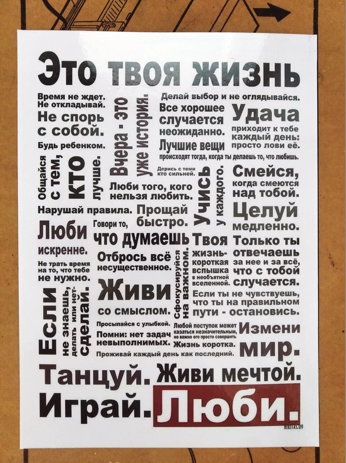 Интерьерная табличка &quot Это твоя жизнь&quot магнит/холст | Дом и сад