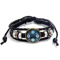old video game controller leather bracelet for men glass gem art handmade charm mens bracelet boys gift idea jewelry party