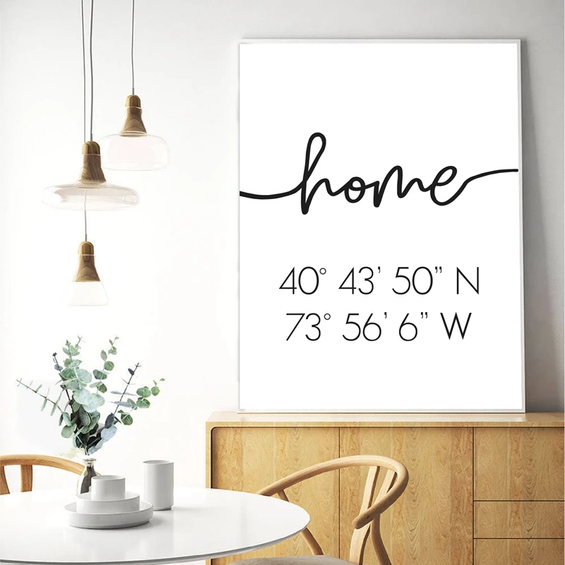 Домашний плакат с координатами персонализированный Картина на холсте Настенная