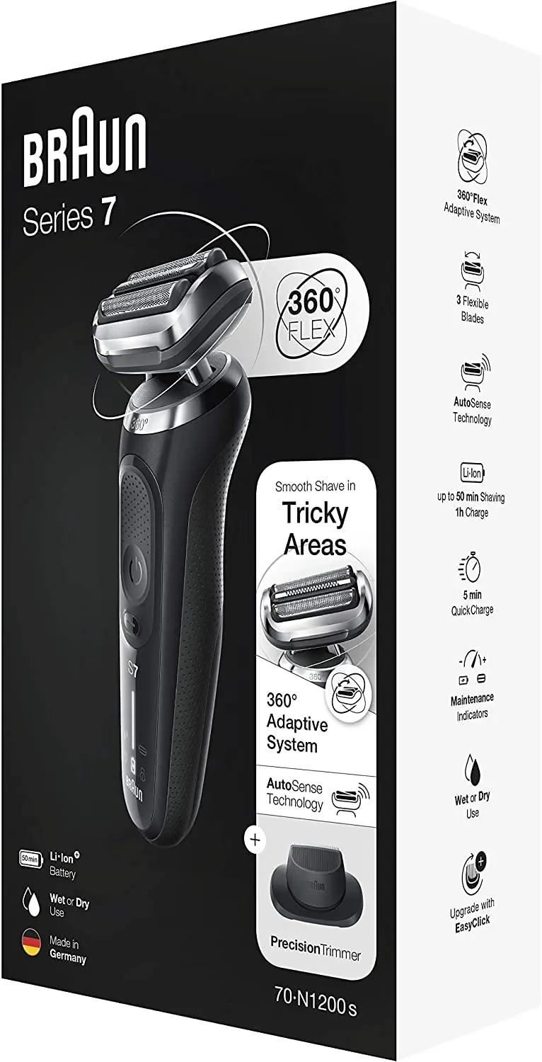 Elétrico para Homem com Precisão Aparador de Barba Molhado e Seco Recarregável sem Fio Braun Series Barbeador Folha Navalha Prata 7 5 High Quality Eletrodomésticos