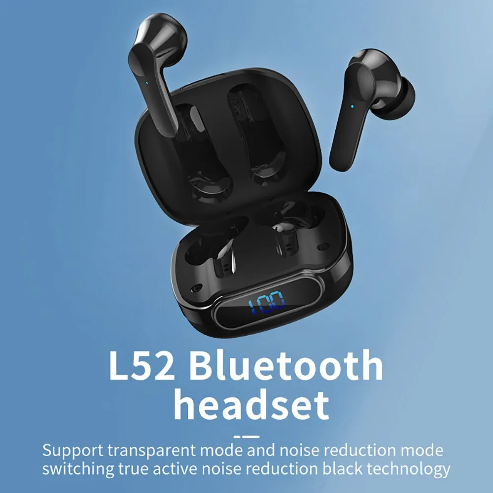 

100 шт. L52 TWS Беспроводная Bluetooth-гарнитура; Стереонаушники с шумоподавлением; Светодиодные наушники с зарядным чехлом; Сенсорные спортивные на...