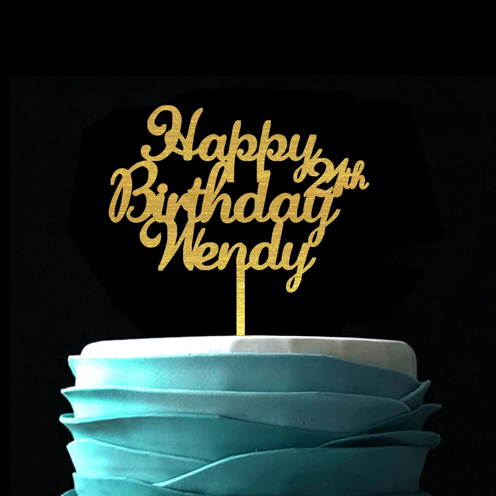 Персонализированная каллиграфическая название Топпер для торта на день