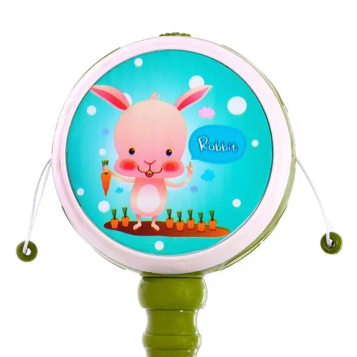 Ручной барабан Зверята световые и звуковые эффекты МИКС |