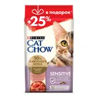 Сухой корм Cat Chow для кошек с чувствительным пищеварением, с высоким содержанием домашней птицы, с лососем, Пакет, 2 кг*6 кг
