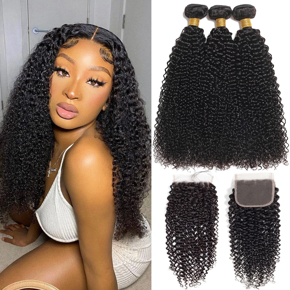 

Tissage Kinky Curly Bundles with Closure Tissage Bresiliens Avec Closure Deep Wave Bundles With Closure Mongolian Kinky Curly