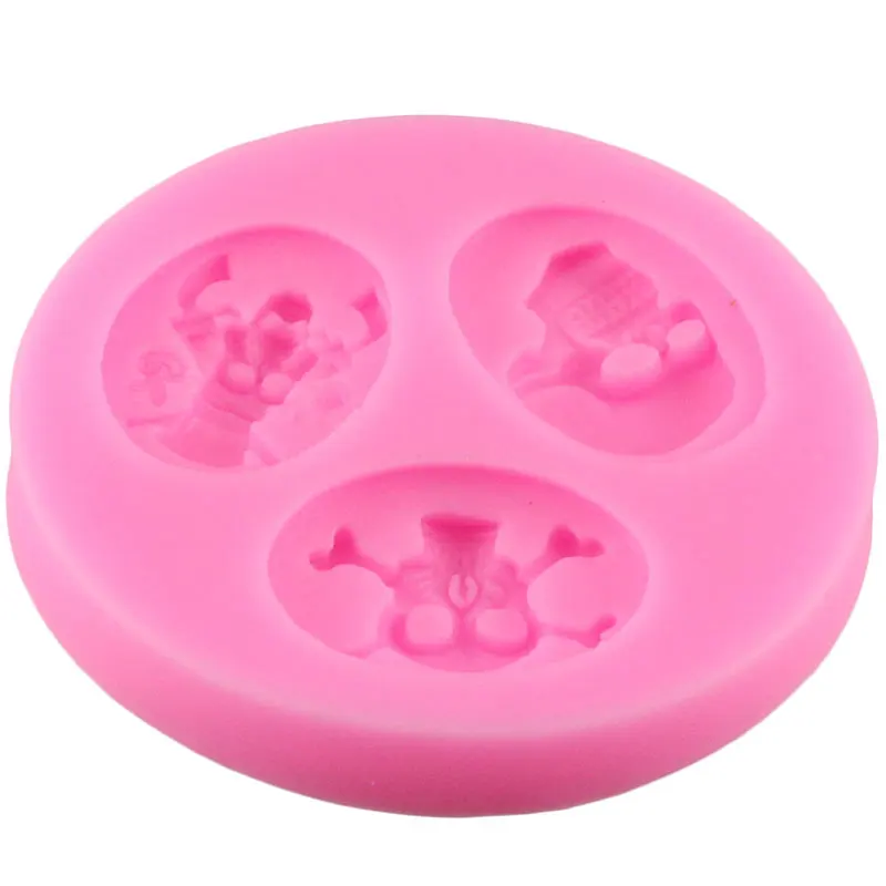 Силиконовая форма в виде головы черепа для Хэллоуина капкейка топпера помадки