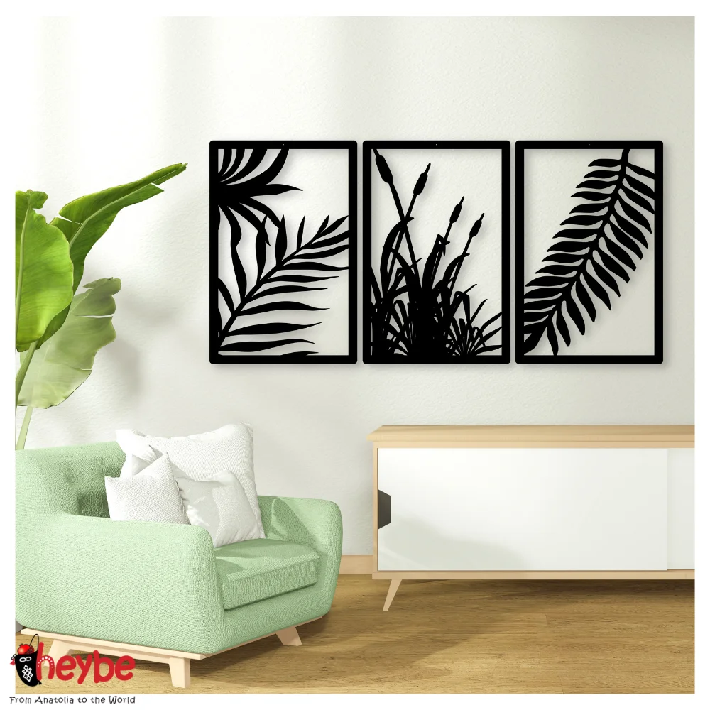 Деревянный Овальный Край Тройной Лист Настенное Художественное Оформление