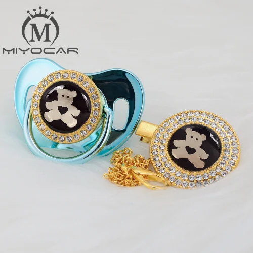 MIYOCAR 7 цветов прекрасный медведь золото bling соска и пустышка Клип BPA бесплатно пустышка bling уникальный дизайн GBEAR - Цвет: GBEAR-10  6-18m