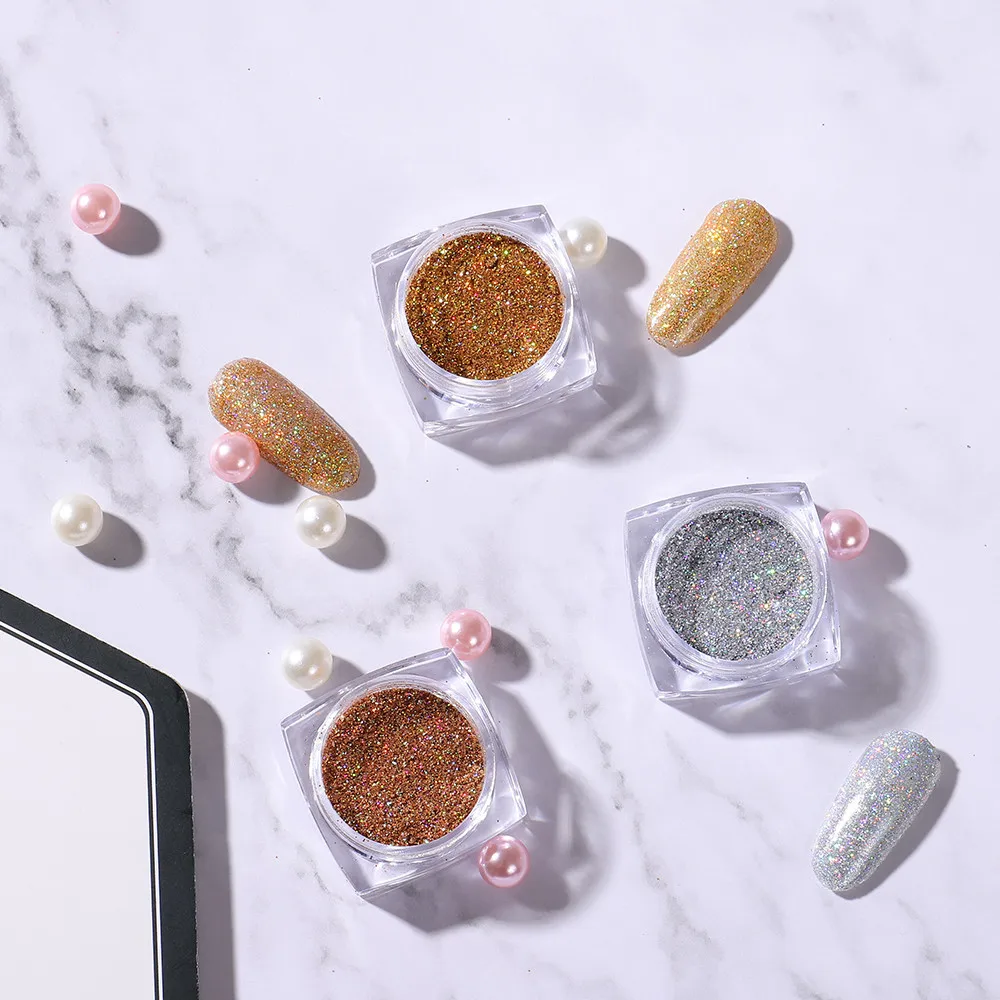 

TP 1 Box Nail Glitter Rose Gold Colors Sandy Powder Shiny Nail Powder Nail Art Sequins Pigment Flakes Dust 3D Decorations