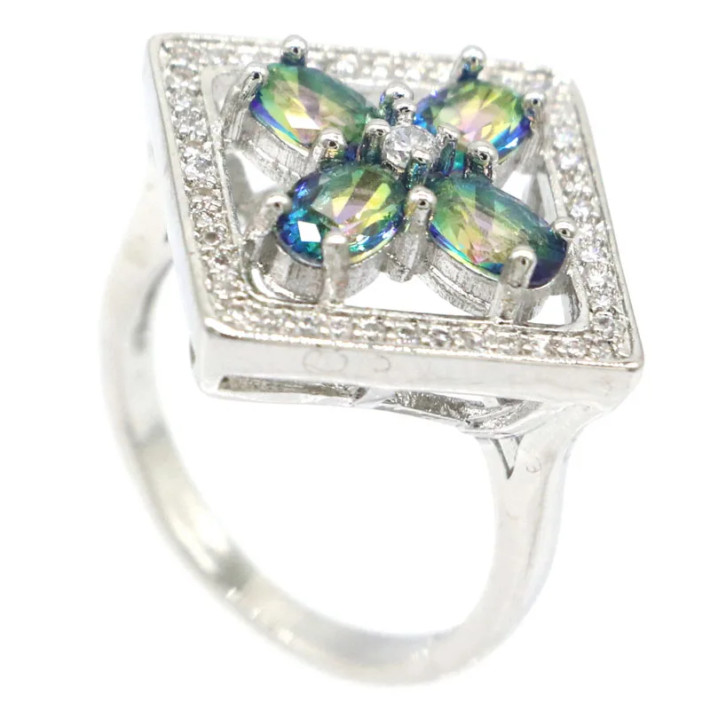 Женское кольцо из серебра с Мистик топазом 23 х22 мм|925 silver ring|silver ringring ring |
