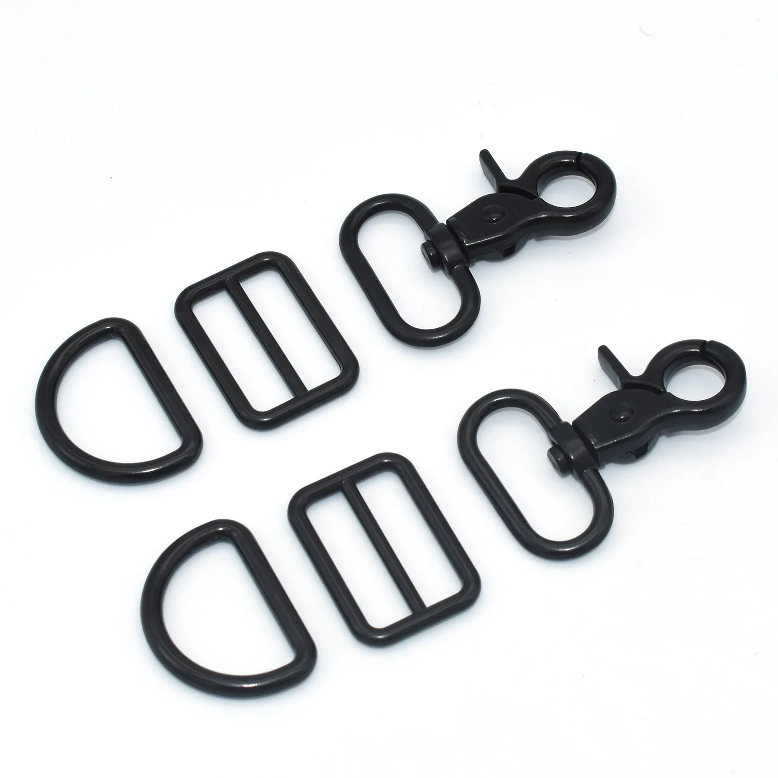 

1" Metal Black Swivel Clasp Belt Buckle D Rings for Adjustable Slider Purse Buckle Backpack Webbing DIY Accessories 2 Sets