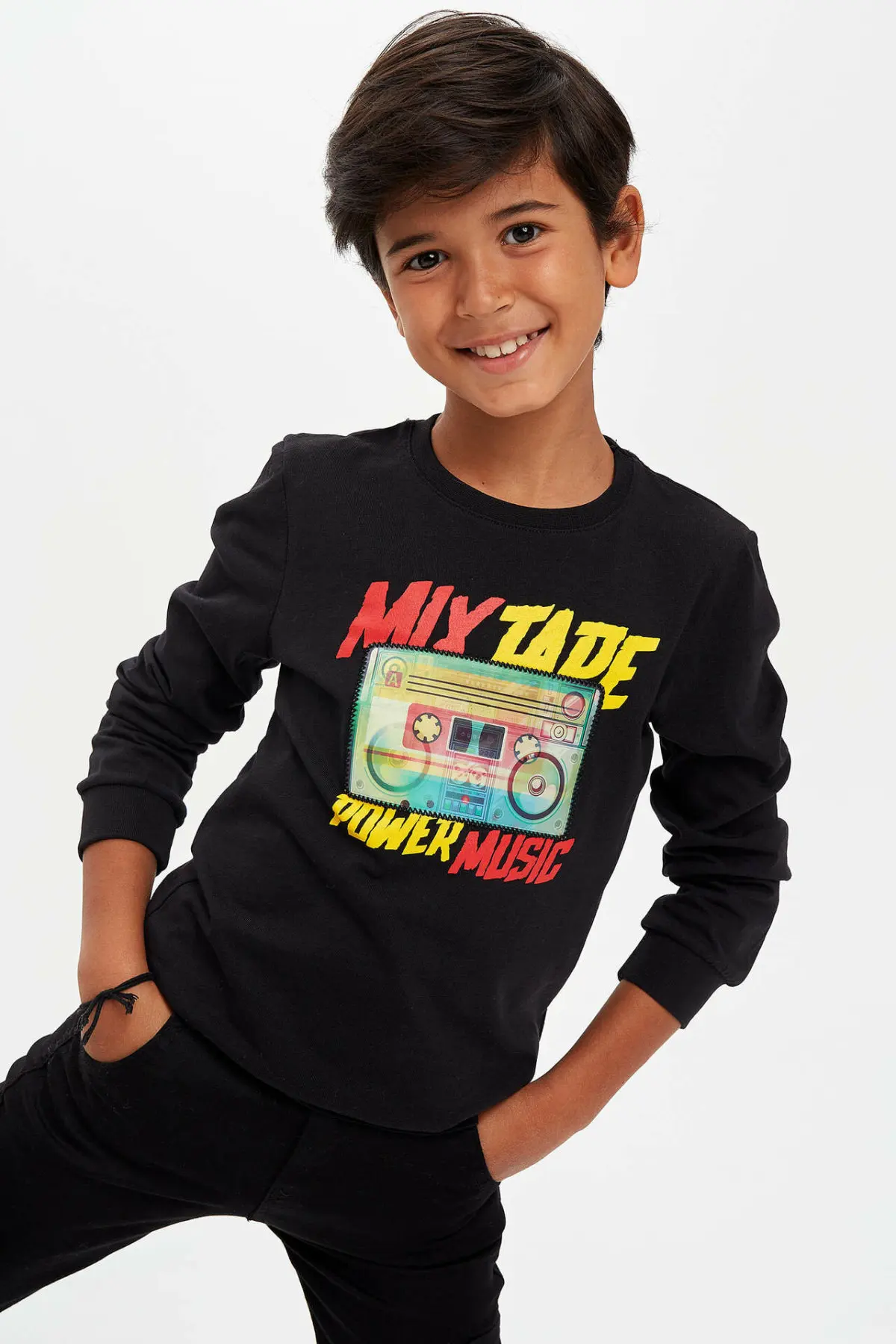 DeFacto/Осенняя Повседневная футболка с длинными рукавами для мальчиков Модный