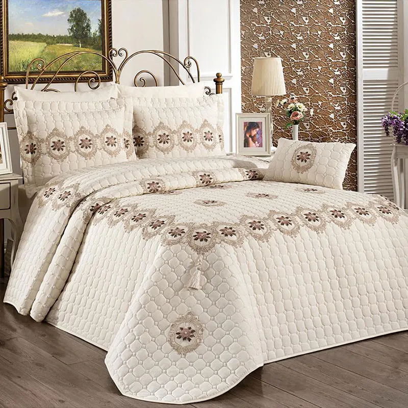 

New Season Special Edition Cotton Fabric Planned Filled Bedspread For Double Bed Bedcover Sheet Pillowcases Soft 260*260 CM