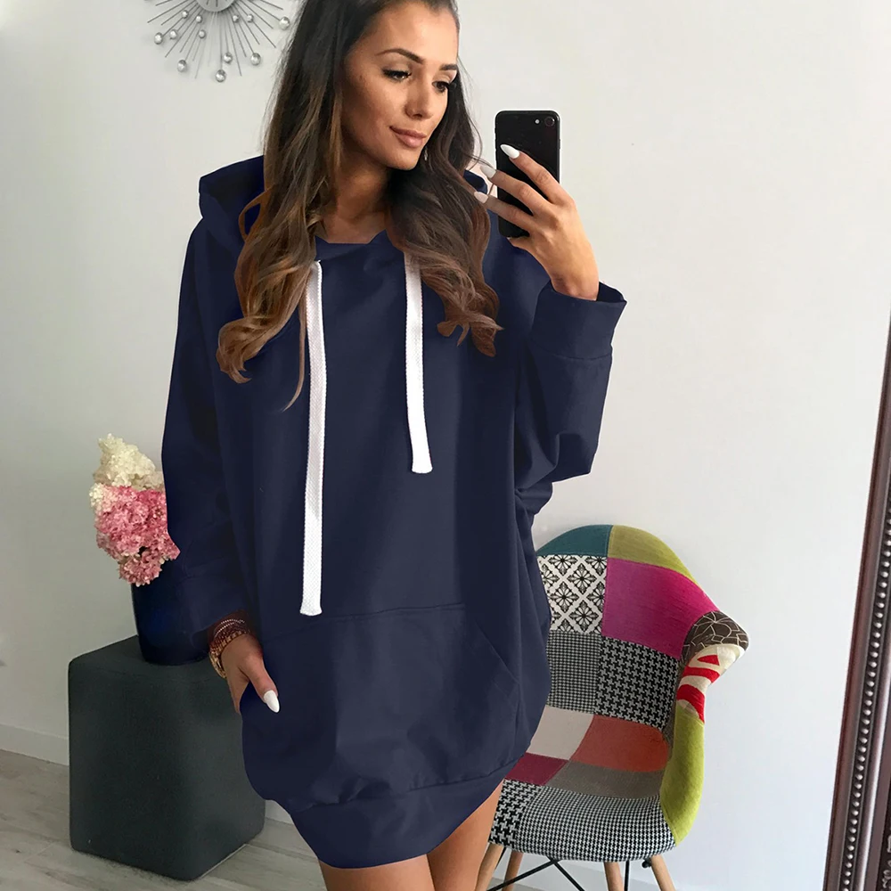 Однотонная женская толстовка OSKE платье свитшот свободные толстовки удобная