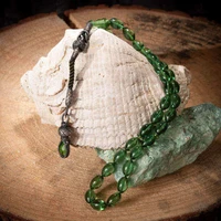 silver green amber gemstone prayer rosary men barley cut rosary with silver tassel turkish tasbih with drop model tassel