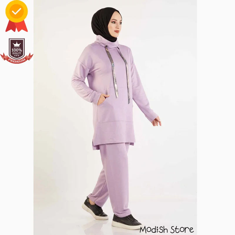 Track Suit Double Sports Muslim Sets 2021 Autumn Dubai Abaya Turkey European Clothing Arabic Turkish Dresses Muslim Fashion Eid