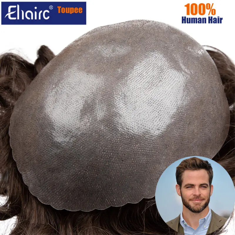 Toupee Men 0.12mm Skin Wigs For Men Durable Male Wig Hair Prosthesis Men Toupee 100% Natural Human Hair Replacement System Unit