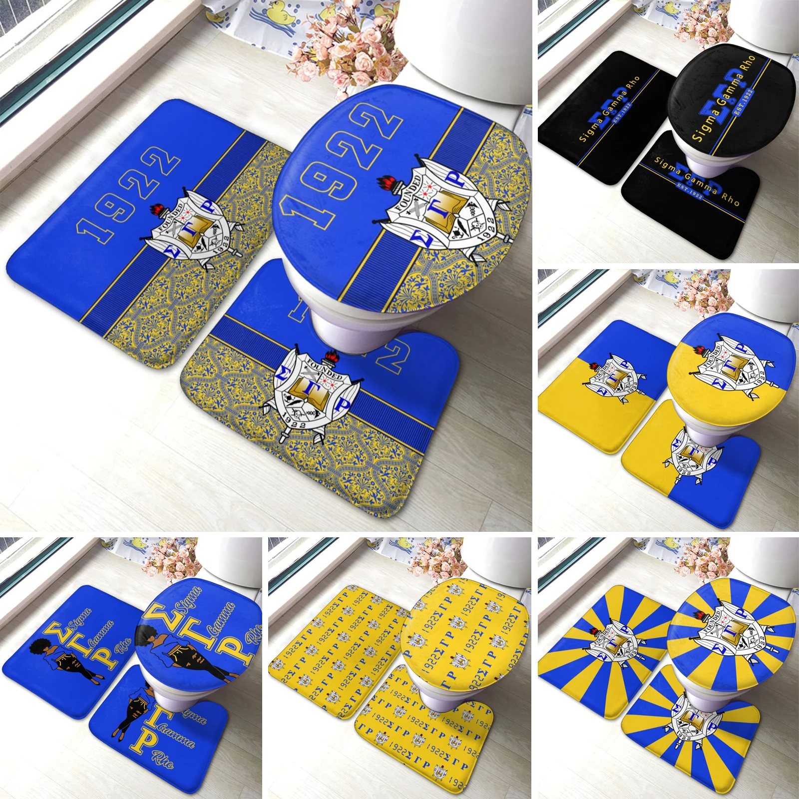 

3 шт., Противоскользящие коврики для ванной с U-образным контуром и крышкой для унитаза