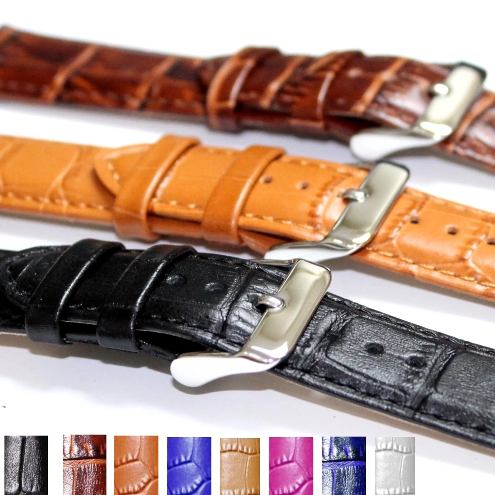 

20mm Black Brown Tan Padded Stitch 2cm All Genuine Leather Unisex Watch Band WB1036-20GB Good Quailty Watches Band