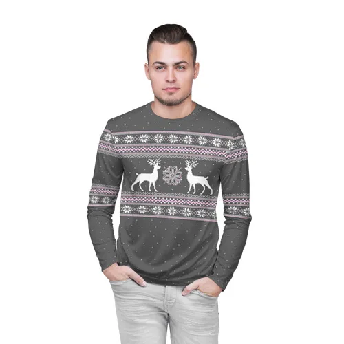 Мужской лонгслив 3D с оленями для мужчин спорта и отдыха путешествий Спортивный