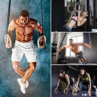 zjfit wooden gymnastic rings with adjustable number straps crossfit rings for pull ups dips gym home training equipment