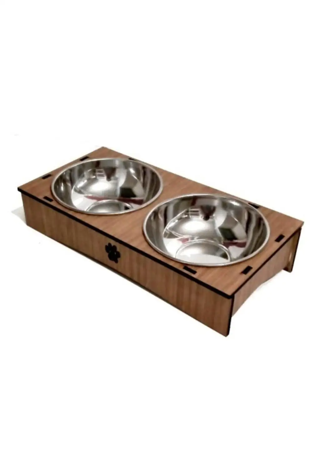 

Pet Food and Water Stand with Double Steel Container - Dark Color