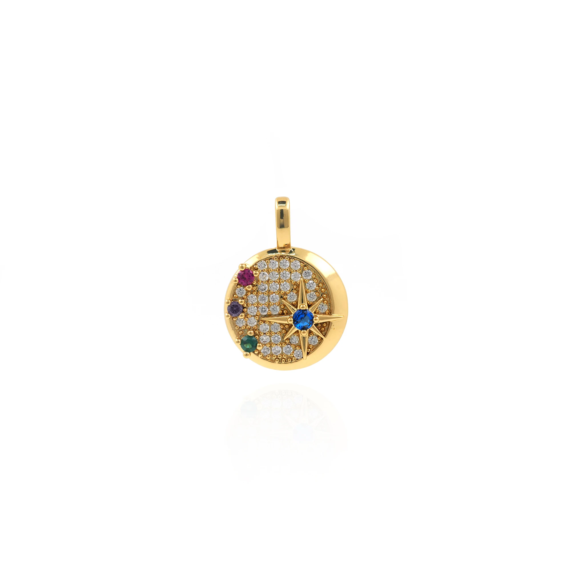 

Gold Filled Round Polaris Pendant DIY Jewelry Charm Wholesale Top Quality Bracelet Necklace Making Supplies Cubic Zirconia Charm