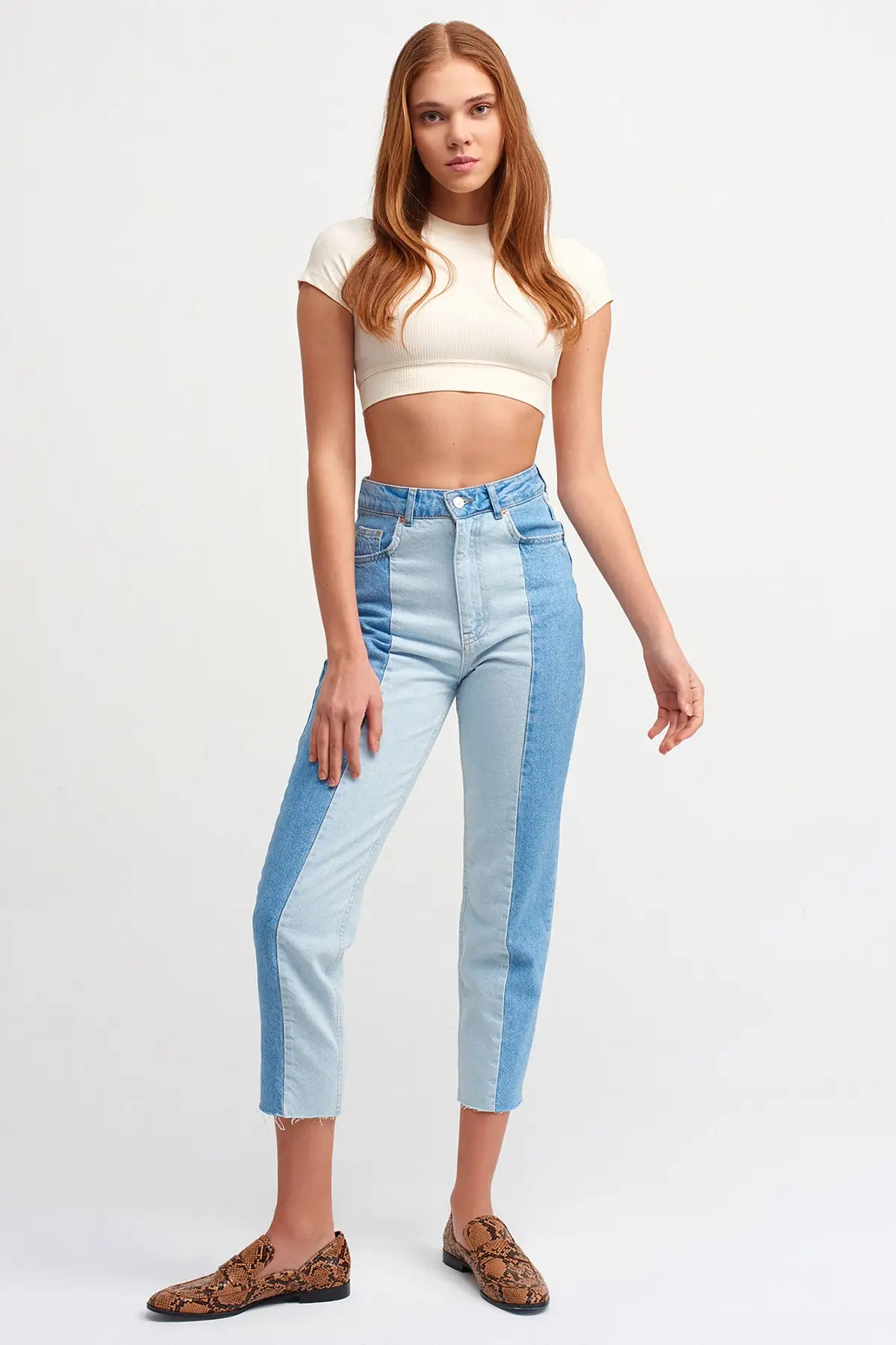 

Bicolor Blue Mom Pants Blue zara woman 2020 bts anime kawaii y2k pants jean traf quality