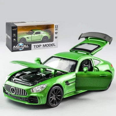 Green-With box KIDAMI 1:32 Ben AMG GT Diecast Car Model High Simulation Pull Back Sound and Light Model Toy Car For Children's Birthday Gifts - Цвет: Green-With box