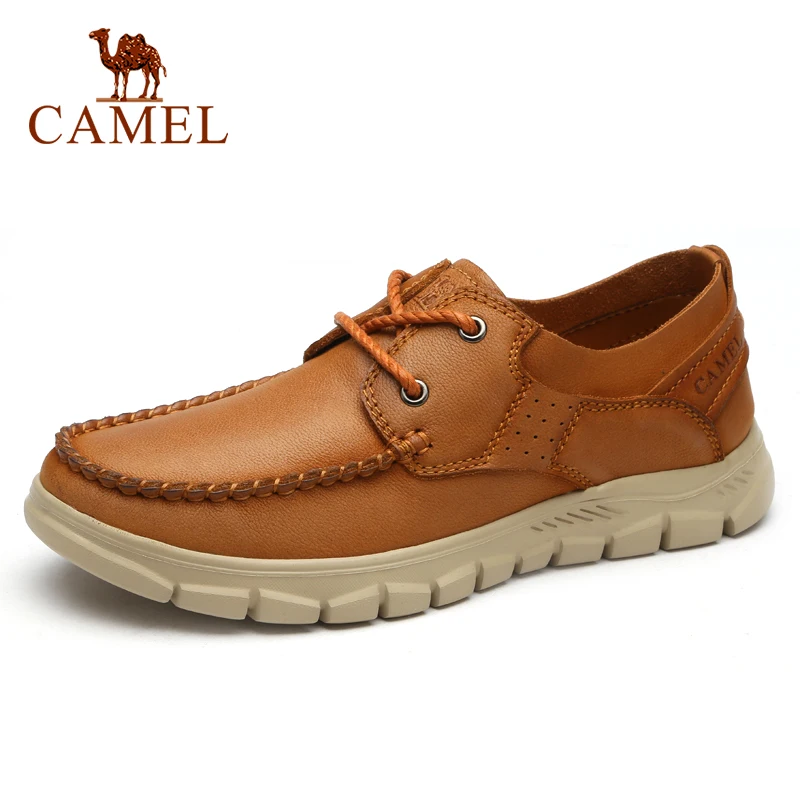 

CAMEL New Genuine Leather Men Casual Shoes Comfortable Fashion Footwear Soft Cowhide Male Lace-up Shoes Mocassin Cuir Homme